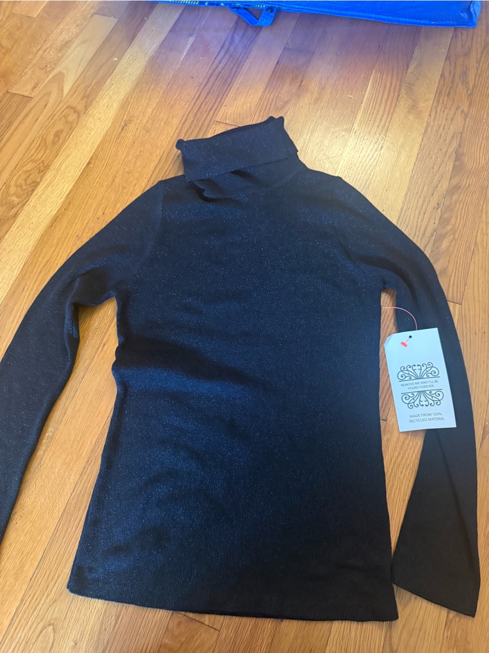 Never Fully Dressed Black Sparkle Turtleneck Sweater Size L NWT